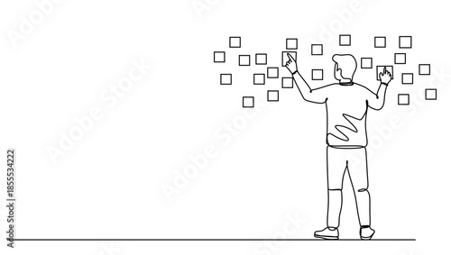 Brainstorming sessions  using sticky notes on a kanban task board to organize ideas and workflow in a modern office.