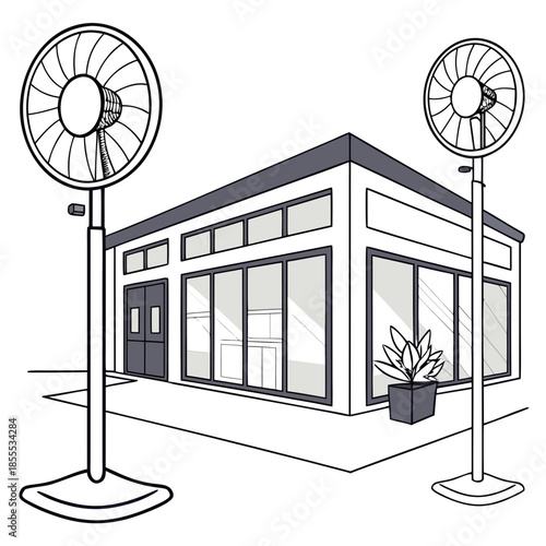 Eco friendly wind fans installed outside craft studio