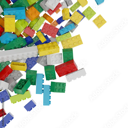 Constructor set pile isolated transparent background photo realistic 3d rendering PNG with alpha channel
