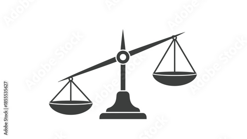 Simple black and white unbalanced scale icon symbolizing inequality and injustice