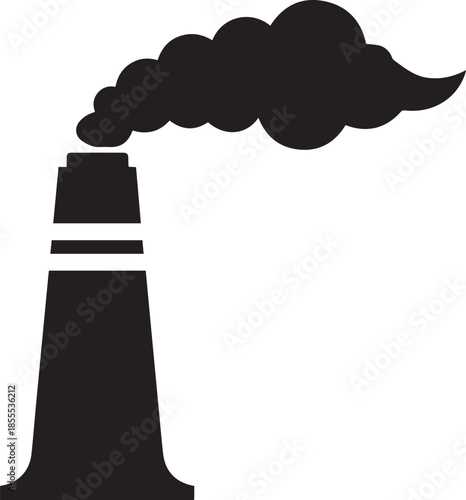 Factory chimney with smoke silhouette vector black on a white background