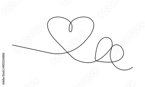 Heart shape continuous line drawing for love and romance concept