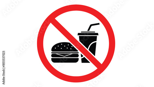 Simple black and white prohibition icon indicating no fast food consumption