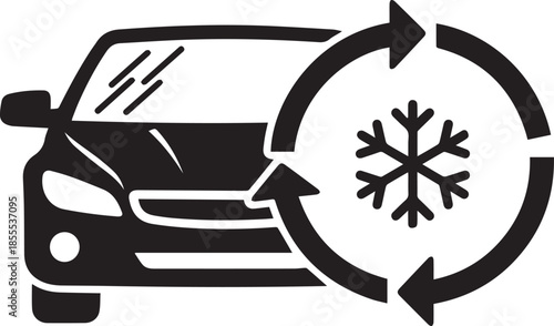 Car air conditioning icon silhouette vector black on a white background