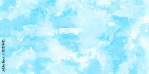 Abstract blue watercolor background with a frozen ice texture and winter snow pattern featuring vintage grunge paint on an old paper surface for a cold nature design