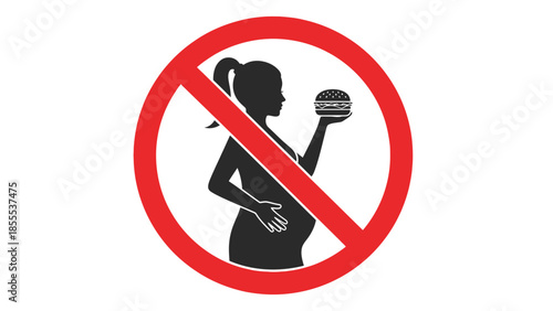 Silhouette prohibition icon indicating fast food restriction for pregnant women