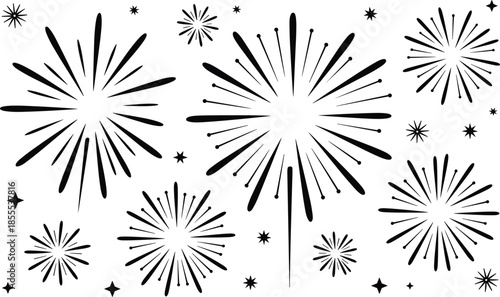 Black and white fireworks explosion celebration 1