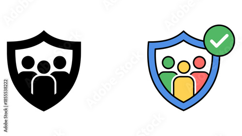 Secure group icon representing user privacy and community safety with verification