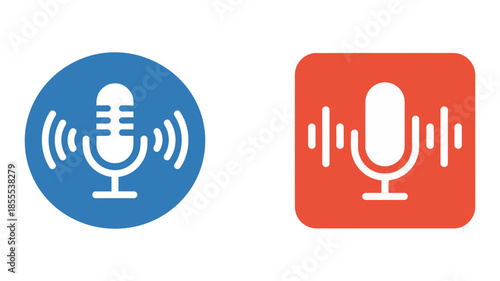 Vector illustration of two microphone icons representing voice recording and audio input