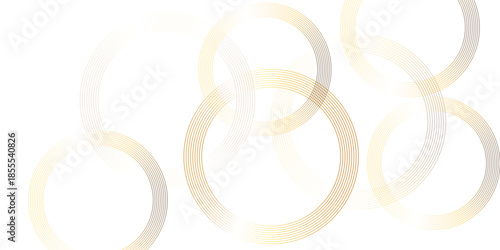 Elegant golden lines forming interconnected and overlapping circles on a pristine white background