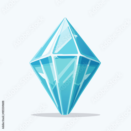 Illustration of a blue diamond with light reflections on a white background.