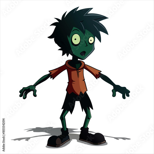 Lurching zombie character illustration vector cartoon isolated on white background