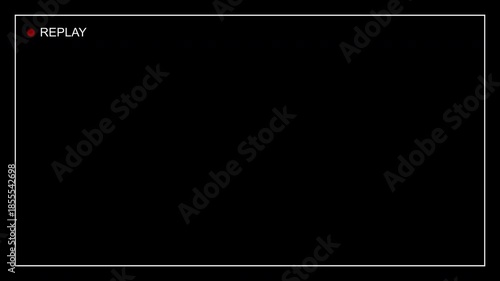 Video camera replay screen animation overlay on a transparent  background, Replay screen animation video 4K