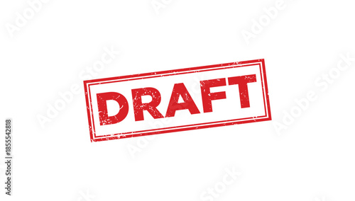 Red Grunge Draft Rubber Stamp Vector Illustration on White Background