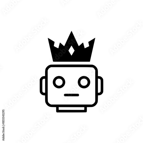 King Robot Head with Crown Vector Logo