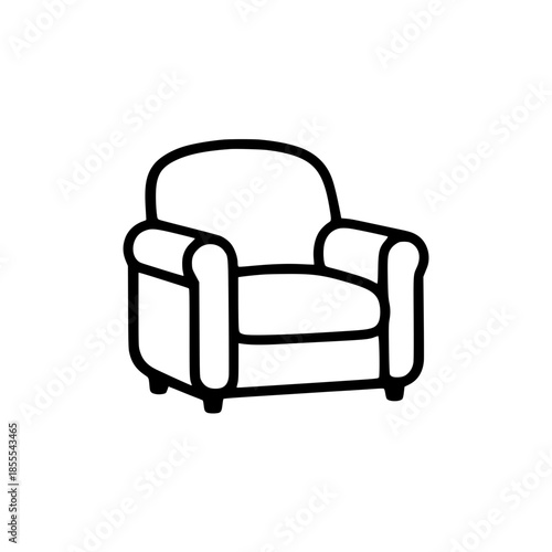 Minimalist armchair sofa icon illustration in black line art