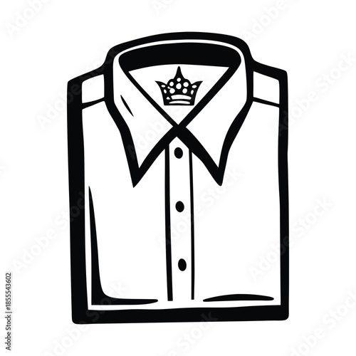 Elegant Folded Shirt with Crown Icon Vector Illustration