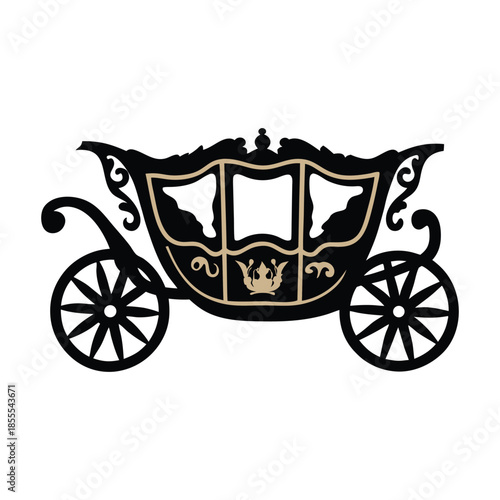 Elegant Royal Carriage Vector Illustration with Gold Ornate Details