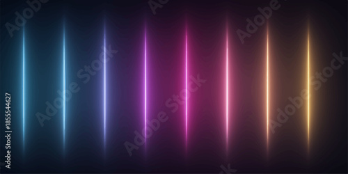 Abstract colorful background with glowing lines and bright digital waves creates a vibrant motion design featuring a rainbow aurora of light across a dark technology backdrop
