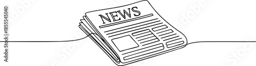 Continuous Line Art Drawing of a Newspaper for Daily News and Media