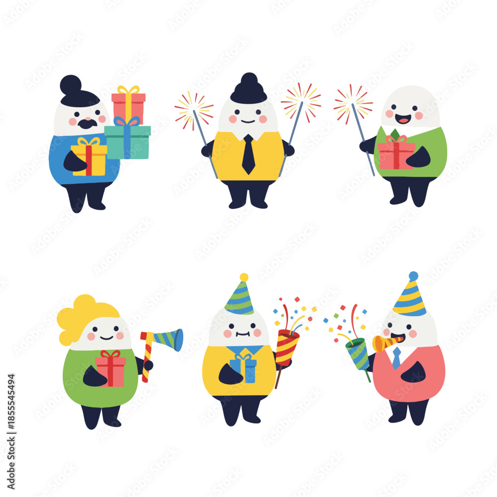 Naklejka premium Celebrate 2026 new year party occasion with diverse vector set icons. Gathering signs of cheer, excitement, giving, celebration sparkle