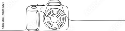 Minimalist DSLR Camera Continuous Line Art Illustration for Photography