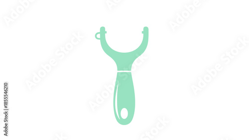 Illustration of a vegetable peeler in light green color on white background.