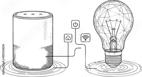 Smart Home Voice Assistant Controlling Wireless Connected Light Bulb