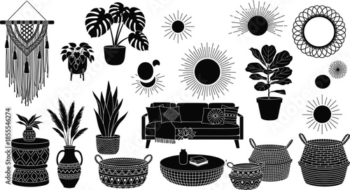 Boho Home Decor Icon Set