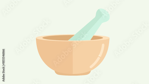 Mortar and pestle illustration for pharmacy or cooking needs.