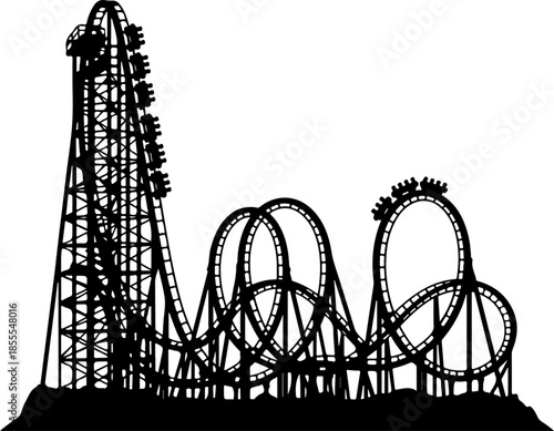 Classic Roller Coaster silhouette vector illustration