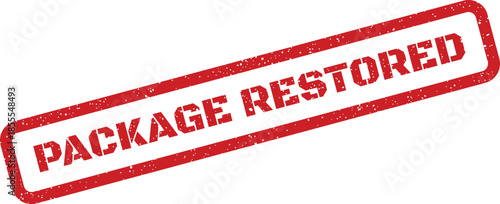 Official stamp mark indicating that a damaged package has been successfully restored for delivery