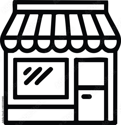 Retail Storefront Icon, Small Business Shop Illustration, Marketplace Boutique Building Symbol, silhouette, illustration, vector