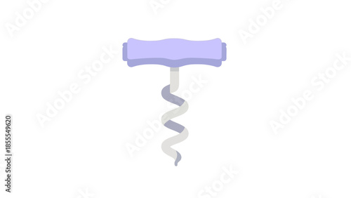 A simple illustration of a corkscrew with a purple handle on white.
