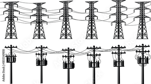 High Voltage Electrical Transmission Towers and Utility Poles Keywords: electricity, power, energy, transmission, high voltage