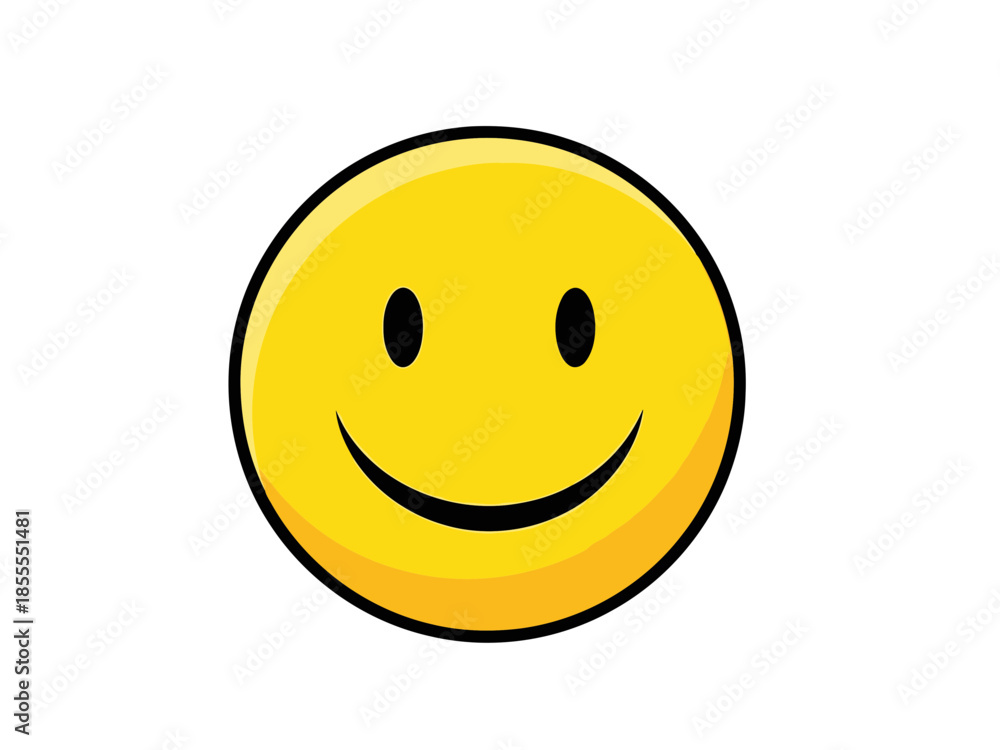 Fototapeta premium Smiling yellow face with black outline