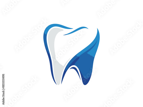 Blue and white tooth icon with gradient design for dental clinic or medical use