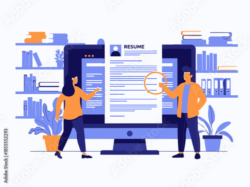 A person using a laptop computer to review a resume document