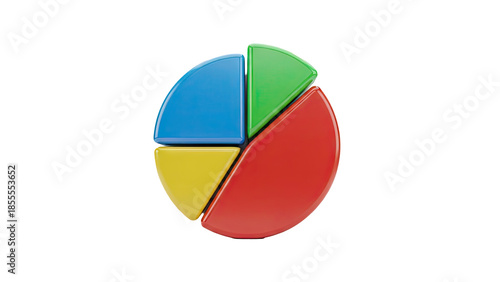 3D Colorful 3D Pie Chart Segments Isolated on Transparent Background