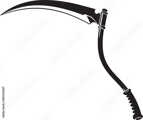 Grim reaper scythe icon silhouette vector black on a white background