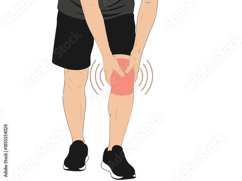 Person holding knee with pain and sound waves indicating discomfort
