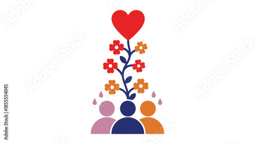 Nurturing love and growth in a community, symbolizing care and human connection