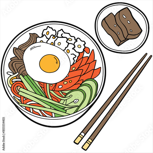 Bibimbap bowl chopsticks food egg