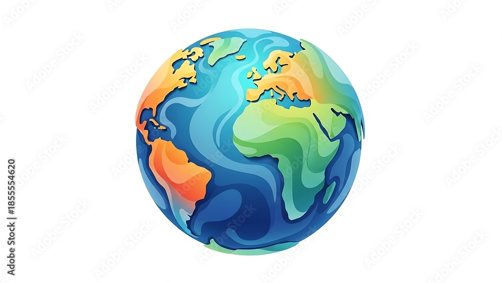 Obraz premium Stylized globe illustration world map vector design isolated