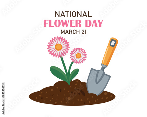 National Flower Day Vector Illustration. Suitable for greeting Card, Poster and Banner. This day encourages people to plant flowers and appreciate the many benefits they bring to our lives
