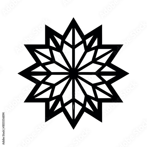 Snowflake With A Crescent Vector Illustration
