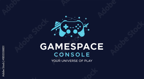 Black Gamepad Joystick Logo Design – Abstract Modern Gaming and Space Center Brand Identity Emblem
