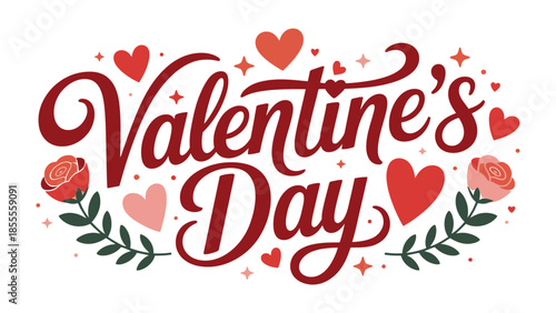 Valentine's Day design: a heartwarming Valentine's Day design, adorned with roses, hearts, and stars, celebrating love and affection in a classic style.