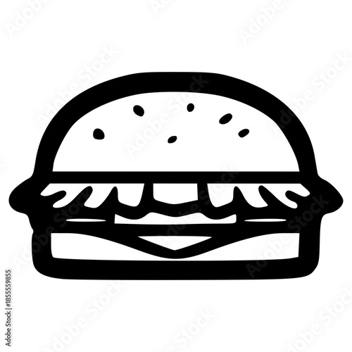 doodle burger illustration hand drawn outline vector