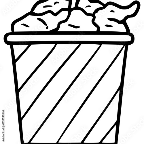 bucket chickens illustration hand drawn outline vector